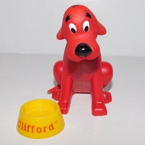 VTG Early 2000's Clifford the Big Red Dog 3.5" Toy Figure with Food Bowl
